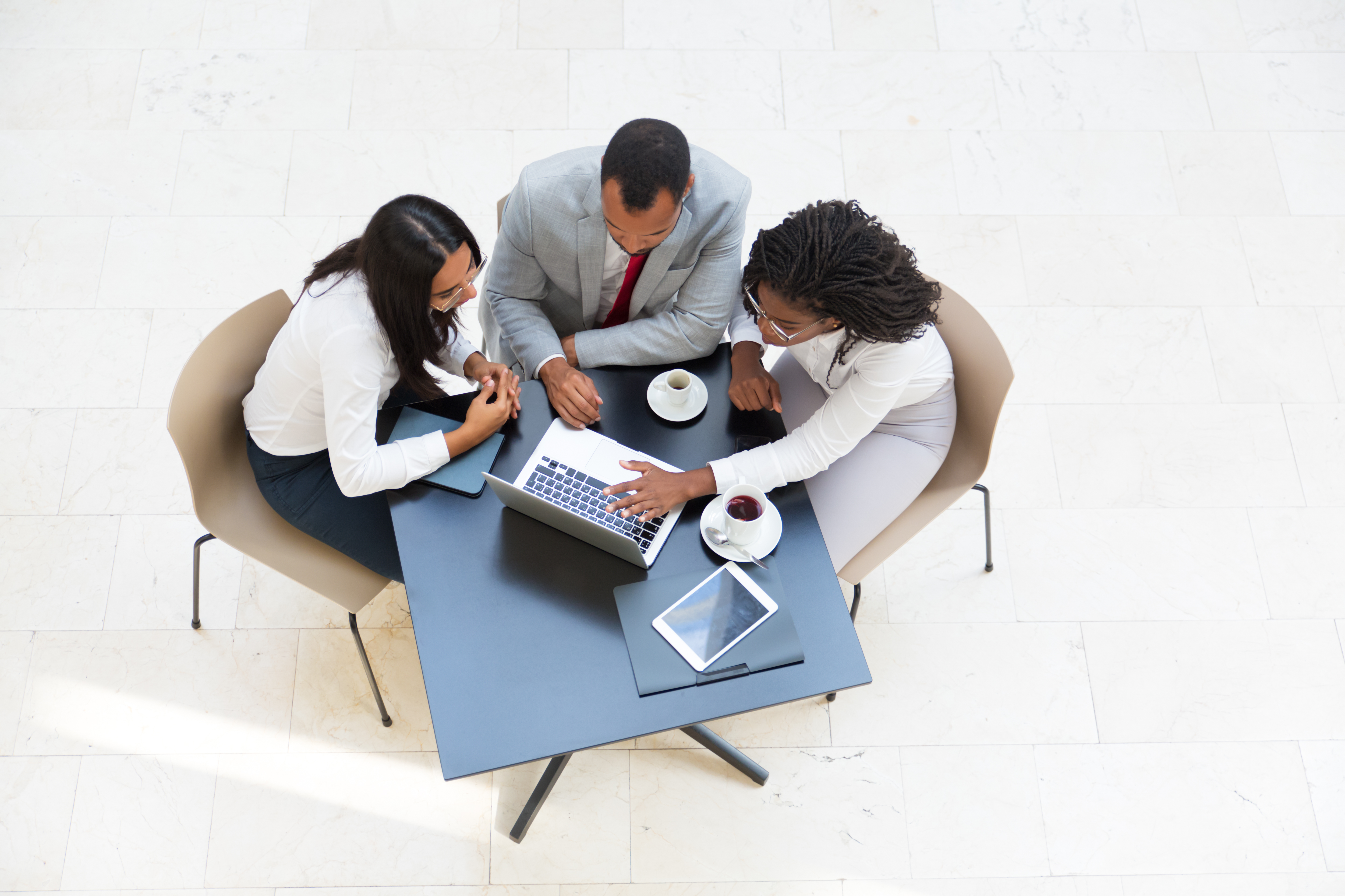 Colleagues sitting in a round table